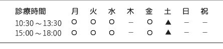 センター南やまもと矯正歯科の診療時間